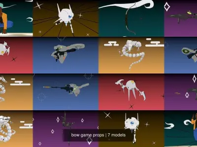 robots characters weapons anime game props low poly Rigged 3D Model Pack