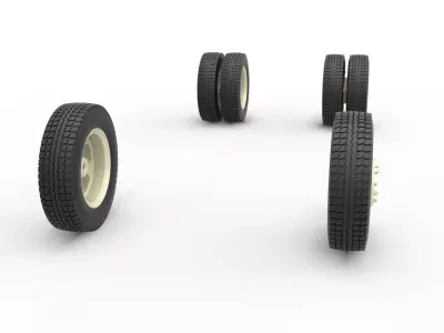 Wheel Set of Vintage truck Scale 1 to 25 3D print model