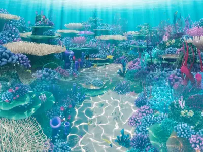 Cartoon Underwater Scene 3D model