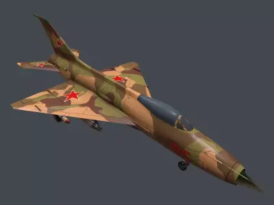 Mig-21 soviet fighter jet Low-poly 3D model