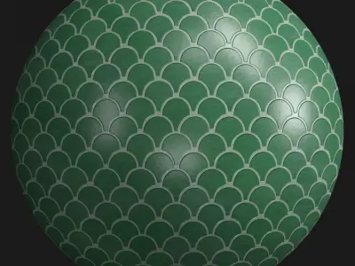 Materials 14- Fish scale tiles PBR 3D model