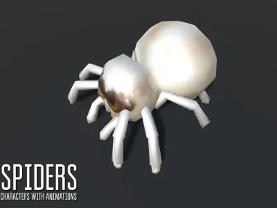 Spiders - characters with animations Low-poly 3D model