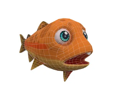 Rainbow Trout Fish Cartoon Animated Low-poly 3D model