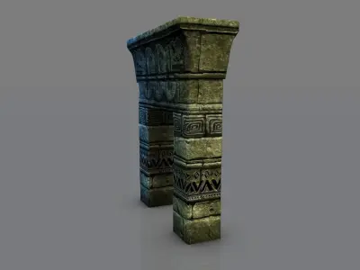 Aztec mayan gate Low-poly 3D model