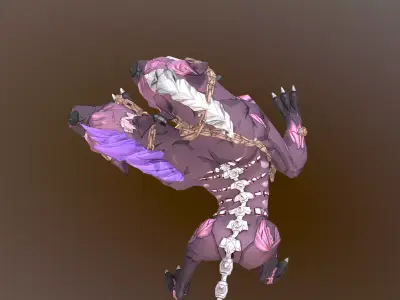 HYBRID Double Head hyena Running back and Forth 3D model