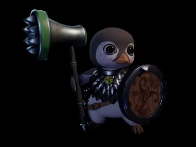 Powi penguin warrior Low-poly 3D model