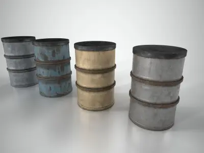 Metal Barrel 4 Low-poly 3D model
