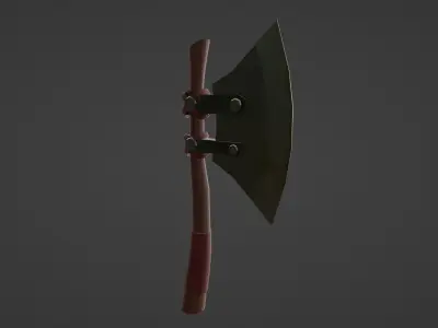 WOOD AND LEATHER AX Low-poly 3D model