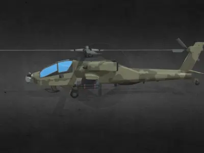 AH-64-Apache military helicopter Low-poly 3D model