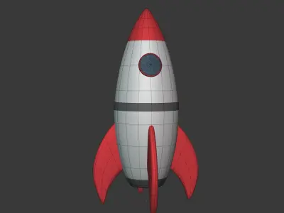 Cartoon Rocket Ship Low-poly 3D model
