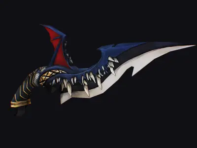 Dagger Dragon Jaw Teeth Short Blade Sharpener Wedge Grinding Low-poly 3D model