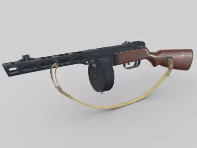 PPSH 41 Low-poly PBR Free low-poly 3D model