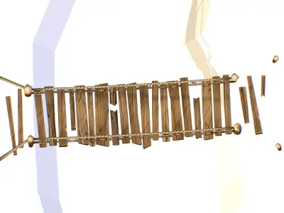 Wooden Structure Suspension Bridge Low-poly 3D model