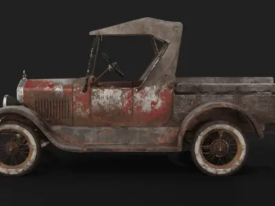 Old Rusted Vintage Pickup Truck Low-poly 3D model