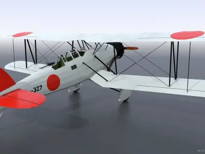 B4Y ha-327 - Rigged Low-poly 3D model
