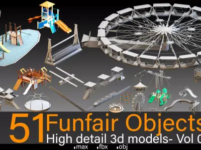 51 Funfair Objects- Vol 02- High detail 3d models 3D model