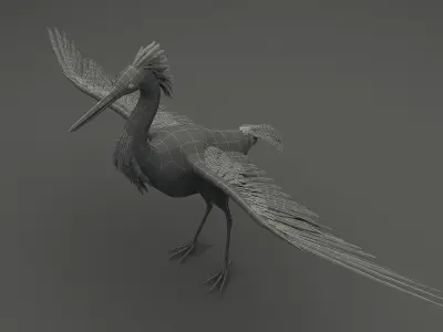 Egretta eulophotes Egret Bird Low-poly 3D model