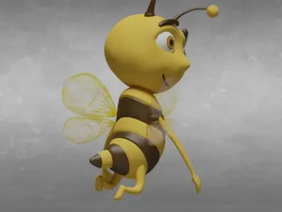 Bee cartoon rigged character Low-poly 3D model