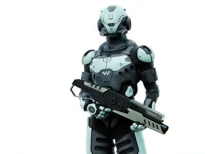 MECHA SOLDIER-I Rigged for Unreal Engine - Unity - MIXAMO 3D model