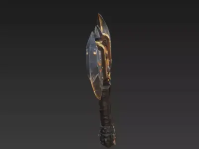 Stylized Magma Battle Axe  Game Ready PBR 3D model