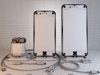 Apple Collection iPhone7 iPhone 7 Plus AirPods Lightning 3D model