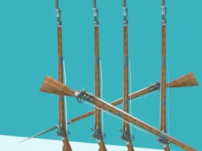 FRENCH MUSKET Low Poly 3D model