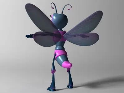 Cartoon Dragonfly RIGGED Low-poly 3D model