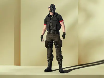 Renegade Soldier Rigged Animated Low-poly 3D model