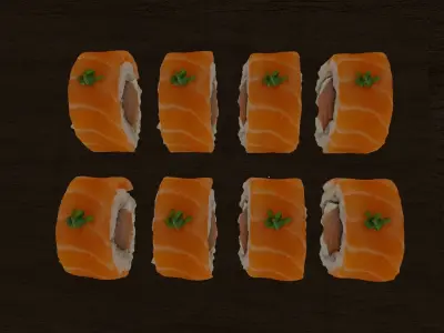 Sushi Philadelphia lite Realistic 3d model Low-poly 3D model