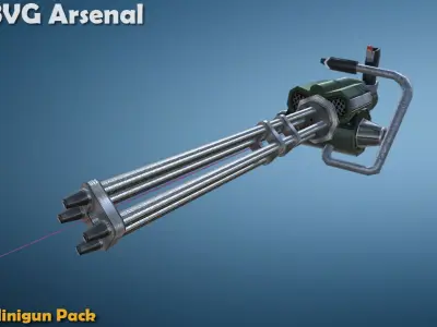 Minigun pack - HQ Low-poly 3D model