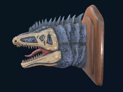 Wall trophy dinosaur monster head Low-poly 3D model