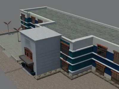 Commerical Building Low-poly 3D model