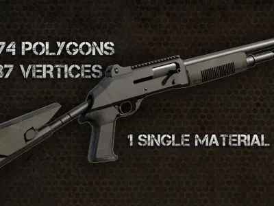 Benelli M4 Shotgun Low-poly 3D model