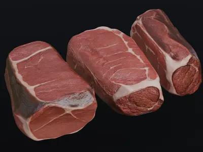 Raw pork leg Low-poly 3D model