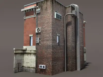 Fire Station Building Low Poly Low-poly 3D model