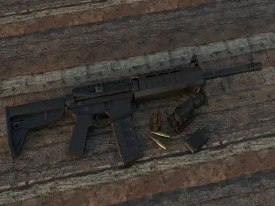 AR-15 gun model for games blender file Low-poly 3D model