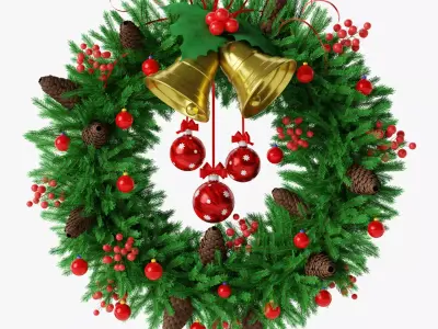 Christmas Wreath With Bells Free 3D model