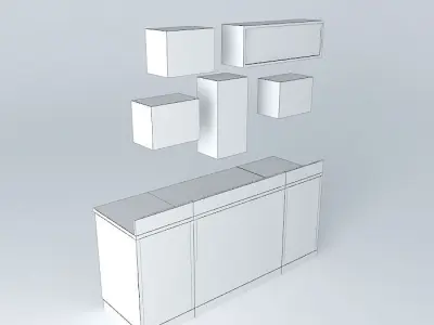 Kit132 Desk and wall niches by Alex Marques Free 3D model