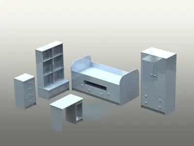 Bedroom Furniture Set Free 3D model