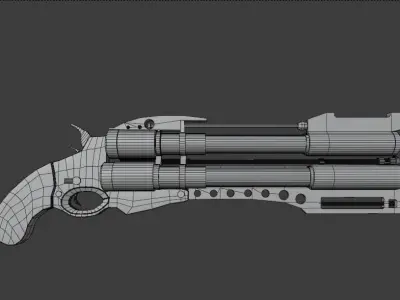 Triple Barrel Gun Low-poly 3D model