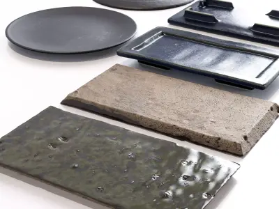 Japanese Tableware Set 7 Low-poly 3D model