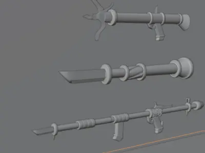 Low Poly Gunblade 3D model