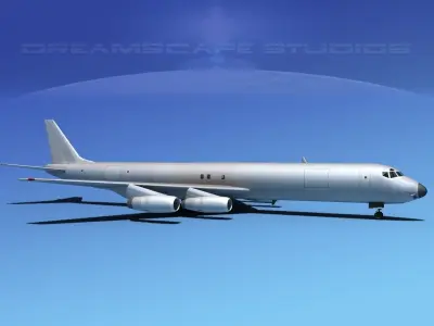 Douglas DC-8-63 Freighter Bare metal 3D model