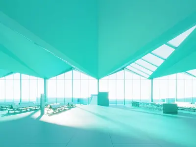 Airport building in water 3D model