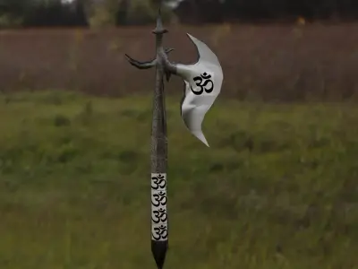 AXE LOW POLY sword in middle of field Texture