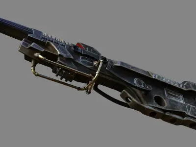 Sci fi big gun for robot mecha Low-poly 3D model