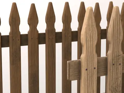 Wooden Fence realistic old dirty garden Free low-poly 3D model