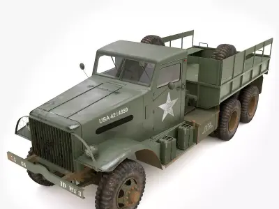 Cargo Truck US White 666 Low-poly 3D model