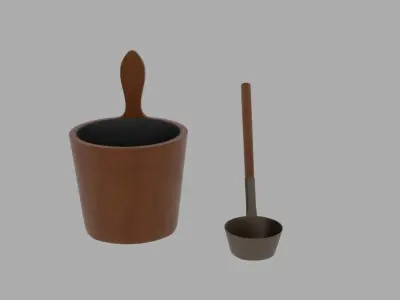 Sauna bucket and ladle Free 3D model