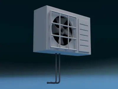 Cartoon Air Conditioner External Part 3D model